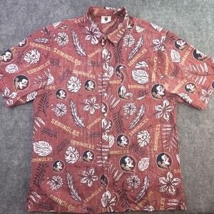Wes & Willy Florida State Seminoles Shirt XL Short Sleeve Button Up Maroon